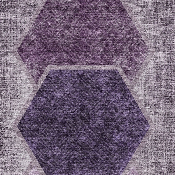 Homeroots 3' Eggplant Purple & Lavender Geometric Washable Indoor-outdoor Area Rug For Stylish Spaces 10' X 14' Polyester 581316