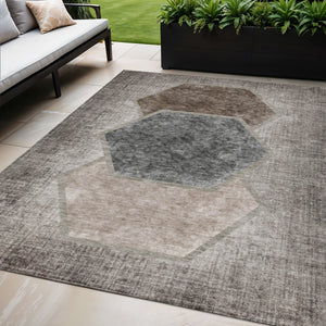 Homeroots 3' Eggplant Purple & Lavender Geometric Washable Indoor-outdoor Area Rug For Stylish Spaces 5' X 8' Polyester 581318