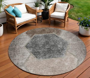 Homeroots 3' Eggplant Purple & Lavender Geometric Washable Indoor-outdoor Area Rug For Stylish Spaces 8' Round Polyester 581319