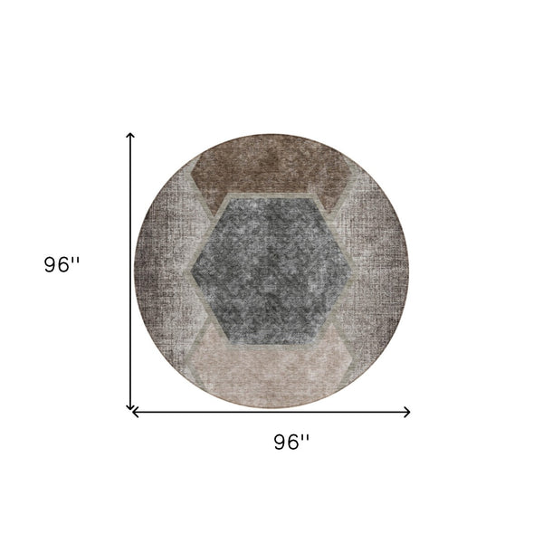 Homeroots 3' Eggplant Purple & Lavender Geometric Washable Indoor-outdoor Area Rug For Stylish Spaces 8' Round Polyester 581319