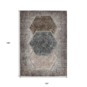 Homeroots 3' Eggplant Purple & Lavender Geometric Washable Indoor-outdoor Area Rug For Stylish Spaces 10' X 14' Polyester 581322