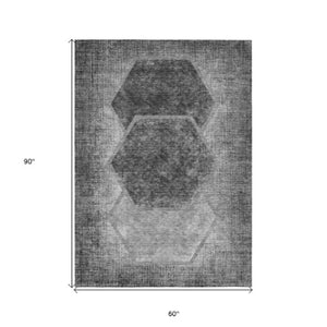 Homeroots 3' Eggplant Purple & Lavender Geometric Washable Indoor-outdoor Area Rug For Stylish Spaces 5' X 8' Polyester 581324