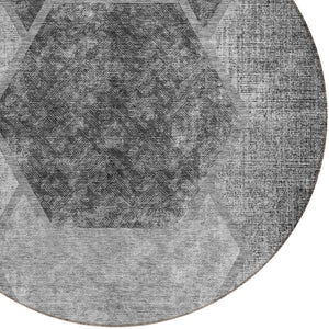 Homeroots 3' Eggplant Purple & Lavender Geometric Washable Indoor-outdoor Area Rug For Stylish Spaces 8' Round Polyester 581325