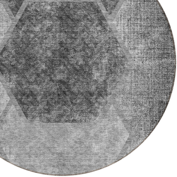 Homeroots 3' Eggplant Purple & Lavender Geometric Washable Indoor-outdoor Area Rug For Stylish Spaces 8' Round Polyester 581325