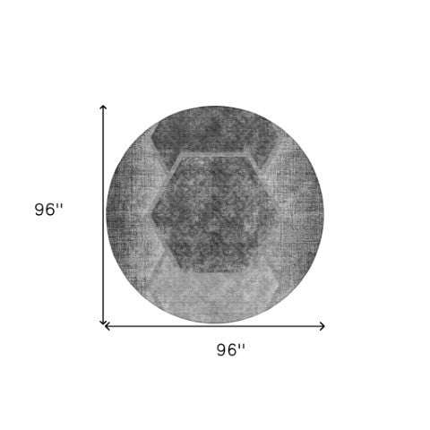 Homeroots 3' Eggplant Purple & Lavender Geometric Washable Indoor-outdoor Area Rug For Stylish Spaces 8' Round Polyester 581325