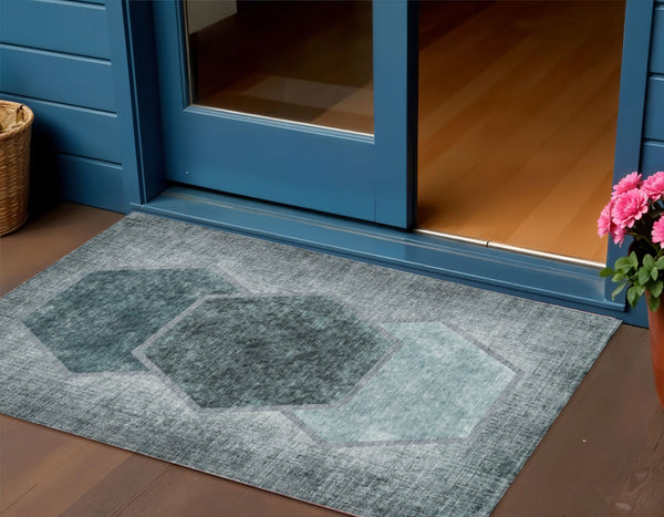 Homeroots 3' Eggplant Purple & Lavender Geometric Washable Indoor-outdoor Area Rug For Stylish Spaces 3' X 5' Polyester 581335