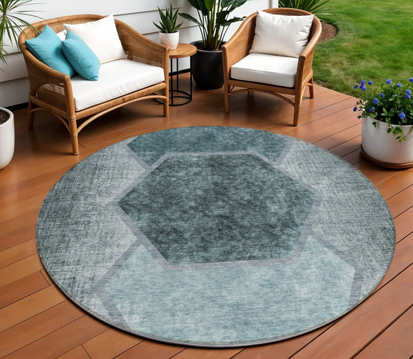 Homeroots 3' Eggplant Purple & Lavender Geometric Washable Indoor-outdoor Area Rug For Stylish Spaces 8' Round Polyester 581337