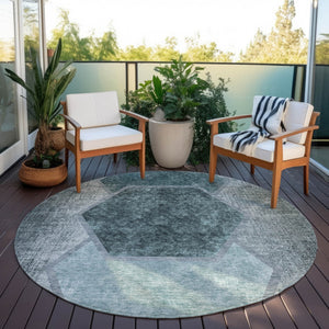 Homeroots 3' Eggplant Purple & Lavender Geometric Washable Indoor-outdoor Area Rug For Stylish Spaces 8' Round Polyester 581337