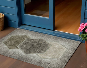 Homeroots 3' Eggplant Purple & Lavender Geometric Washable Indoor-outdoor Area Rug For Stylish Spaces 3' X 5' Polyester 581341