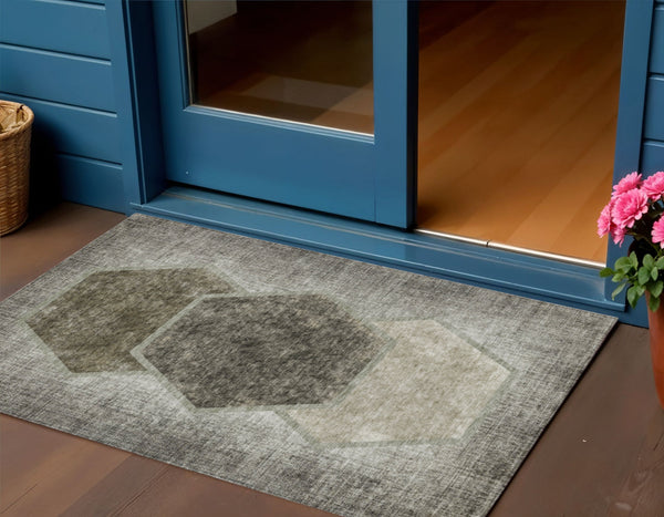 Homeroots 3' Eggplant Purple & Lavender Geometric Washable Indoor-outdoor Area Rug For Stylish Spaces 3' X 5' Polyester 581341