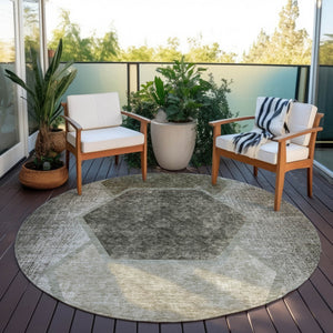 Homeroots 3' Eggplant Purple & Lavender Geometric Washable Indoor-outdoor Area Rug For Stylish Spaces 8' Round Polyester 581343