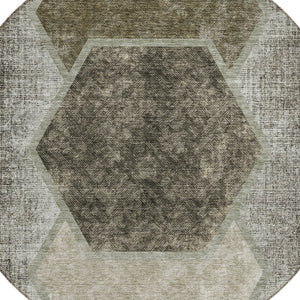 Homeroots 3' Eggplant Purple & Lavender Geometric Washable Indoor-outdoor Area Rug For Stylish Spaces 8' Round Polyester 581343