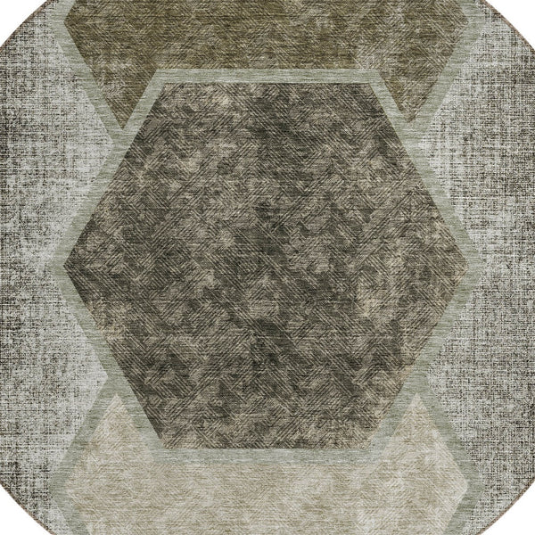 Homeroots 3' Eggplant Purple & Lavender Geometric Washable Indoor-outdoor Area Rug For Stylish Spaces 8' Round Polyester 581343