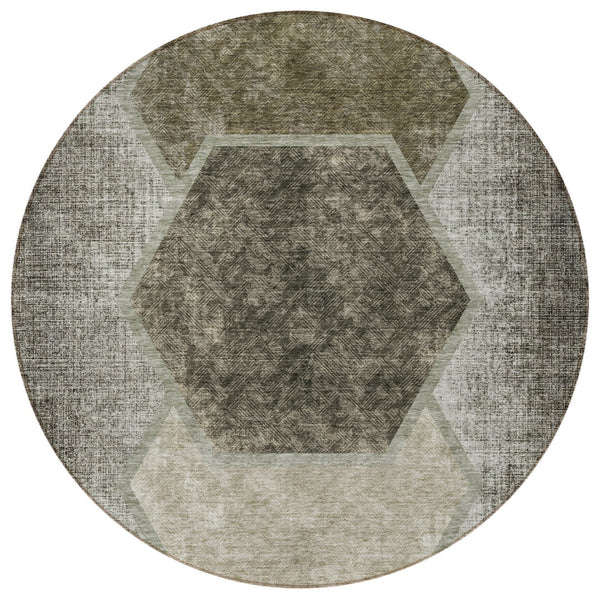 Homeroots 3' Eggplant Purple & Lavender Geometric Washable Indoor-outdoor Area Rug For Stylish Spaces 8' Round Polyester 581343