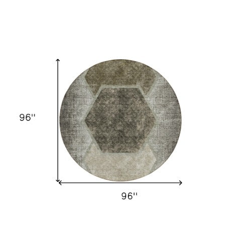 Homeroots 3' Eggplant Purple & Lavender Geometric Washable Indoor-outdoor Area Rug For Stylish Spaces 8' Round Polyester 581343