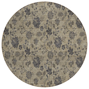 HomeRoots 5' Floral Indoor/Outdoor Area Rug - Washable, Stain-Resistant, Durable Design for Any Space 8' Round 581349