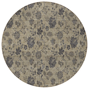 Homeroots 3' Brown Beige Chocolate Floral Rug - Washable Indoor Outdoor Area Rug For Versatile Spaces 8' Round Polyester 581349