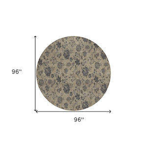 Homeroots 3' Brown Beige Chocolate Floral Rug - Washable Indoor Outdoor Area Rug For Versatile Spaces 8' Round Polyester 581349