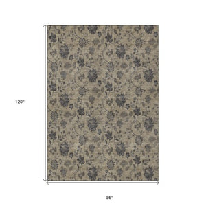 Homeroots 3' Brown Beige Chocolate Floral Rug - Washable Indoor Outdoor Area Rug For Versatile Spaces 8' X 10' Polyester 581350