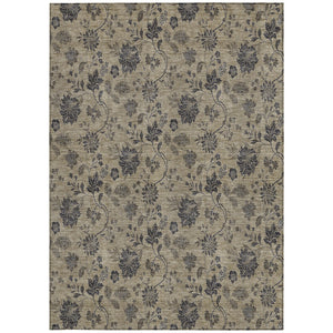 Homeroots 3' Brown Beige Chocolate Floral Rug - Washable Indoor Outdoor Area Rug For Versatile Spaces 9' X 12' Polyester 581351