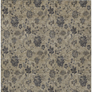 Homeroots 3' Brown Beige Chocolate Floral Rug - Washable Indoor Outdoor Area Rug For Versatile Spaces 9' X 12' Polyester 581351