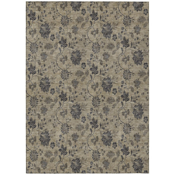 HomeRoots 5' Floral Indoor/Outdoor Area Rug - Washable, Stain-Resistant, Durable Design for Any Space 10' X 14' 581352