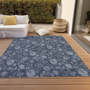 Homeroots 3' Brown Beige Chocolate Floral Rug - Washable Indoor Outdoor Area Rug For Versatile Spaces 5' X 8' Polyester 581354