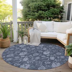 Homeroots 3' Brown Beige Chocolate Floral Rug - Washable Indoor Outdoor Area Rug For Versatile Spaces 8' Round Polyester 581355