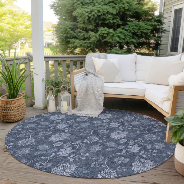 Homeroots 3' Brown Beige Chocolate Floral Rug - Washable Indoor Outdoor Area Rug For Versatile Spaces 8' Round Polyester 581355