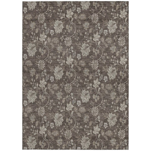 Homeroots 3' Brown Beige Chocolate Floral Rug - Washable Indoor Outdoor Area Rug For Versatile Spaces 3' X 5' Polyester 581359