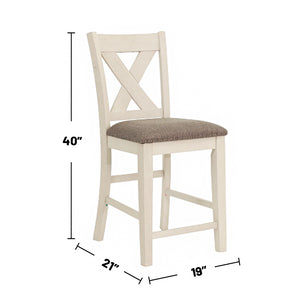 English Elm Set of 2 Polyfiber Upholstered Dining Chairs with Tufted Cushioned Back and Solid Wood Frame, Durable Comfort White B016P226064