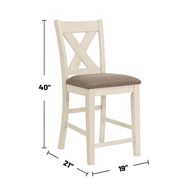 English Elm Set of 2 Polyfiber Upholstered Dining Chairs with Tufted Cushioned Back and Solid Wood Frame, Durable Comfort White B016P226064