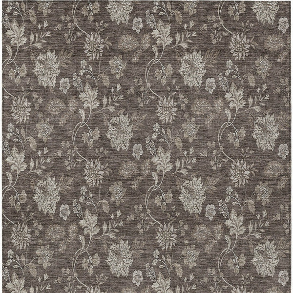 Homeroots 3' Brown Beige Chocolate Floral Rug - Washable Indoor Outdoor Area Rug For Versatile Spaces 10' X 14' Polyester 581364