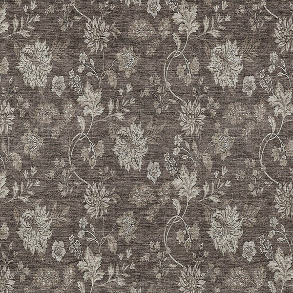 Homeroots 3' Brown Beige Chocolate Floral Rug - Washable Indoor Outdoor Area Rug For Versatile Spaces 10' X 14' Polyester 581364