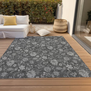 Homeroots 3' Brown Beige Chocolate Floral Rug - Washable Indoor Outdoor Area Rug For Versatile Spaces 3' X 5' Polyester 581365