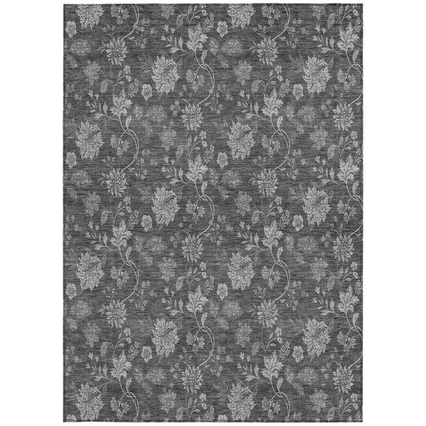 Homeroots 3' Brown Beige Chocolate Floral Rug - Washable Indoor Outdoor Area Rug For Versatile Spaces 5' X 8' Polyester 581366
