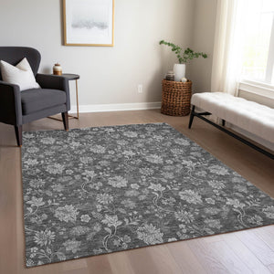 Homeroots 3' Brown Beige Chocolate Floral Rug - Washable Indoor Outdoor Area Rug For Versatile Spaces 5' X 8' Polyester 581366