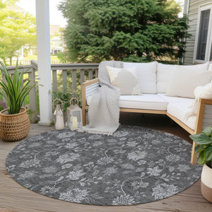 Homeroots 3' Brown Beige Chocolate Floral Rug - Washable Indoor Outdoor Area Rug For Versatile Spaces 8' Round Polyester 581367