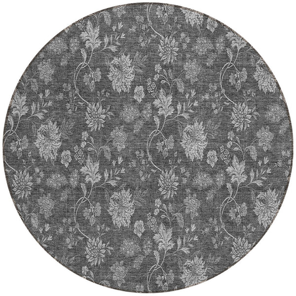 Homeroots 3' Brown Beige Chocolate Floral Rug - Washable Indoor Outdoor Area Rug For Versatile Spaces 8' Round Polyester 581367