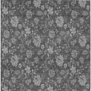 Homeroots 3' Brown Beige Chocolate Floral Rug - Washable Indoor Outdoor Area Rug For Versatile Spaces 9' X 12' Polyester 581369