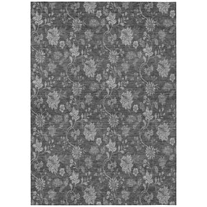 HomeRoots 9' Elegant Gray Charcoal and Silver Floral Area Rug for Indoor and Outdoor Spaces – Easy Care & Durable 9' X 12' 581369