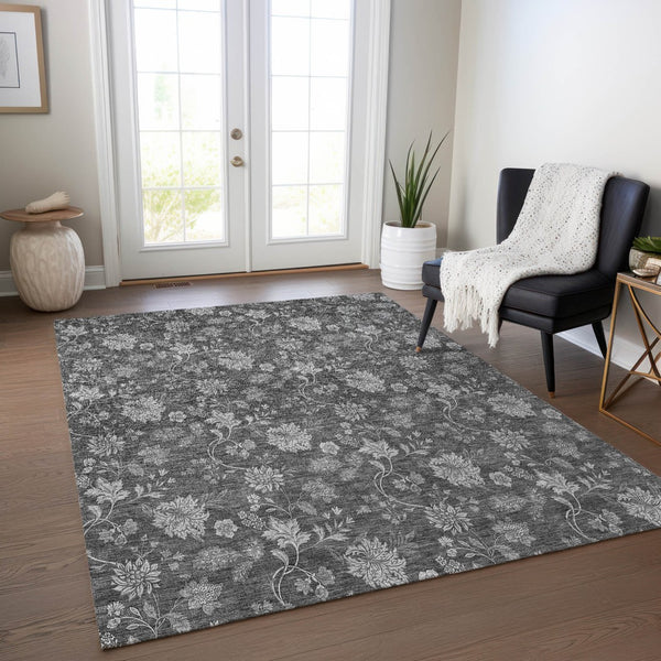 Homeroots 3' Brown Beige Chocolate Floral Rug - Washable Indoor Outdoor Area Rug For Versatile Spaces 9' X 12' Polyester 581369