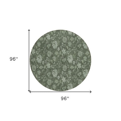 Homeroots 3' Brown Beige Chocolate Floral Rug - Washable Indoor Outdoor Area Rug For Versatile Spaces 8' Round Polyester 581373