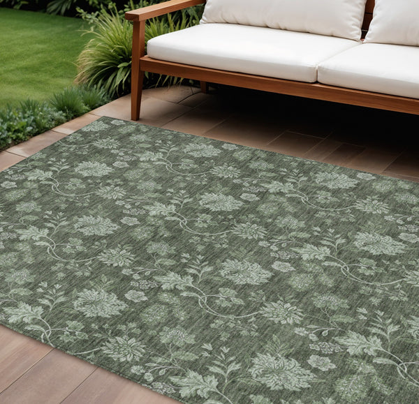 Homeroots 3' Brown Beige Chocolate Floral Rug - Washable Indoor Outdoor Area Rug For Versatile Spaces 8' X 10' Polyester 581374
