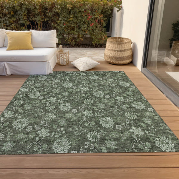 Homeroots 3' Brown Beige Chocolate Floral Rug - Washable Indoor Outdoor Area Rug For Versatile Spaces 10' X 14' Polyester 581376