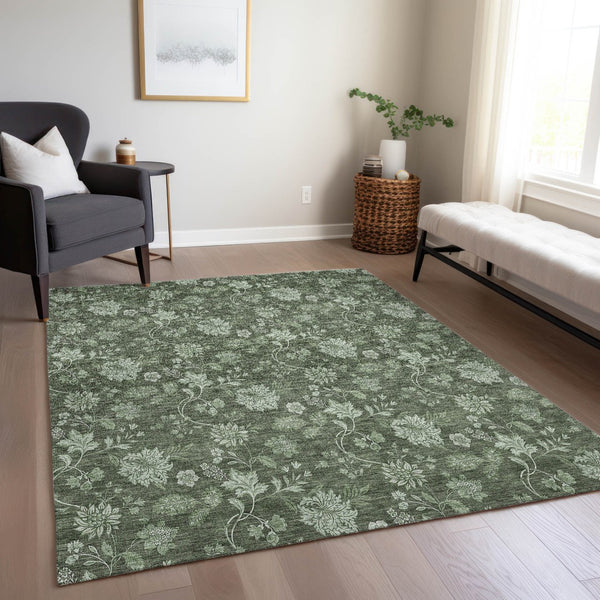 Homeroots 3' Brown Beige Chocolate Floral Rug - Washable Indoor Outdoor Area Rug For Versatile Spaces 10' X 14' Polyester 581376