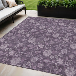 Homeroots 3' Brown Beige Chocolate Floral Rug - Washable Indoor Outdoor Area Rug For Versatile Spaces 5' X 8' Polyester 581378