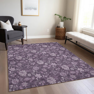 Homeroots 3' Brown Beige Chocolate Floral Rug - Washable Indoor Outdoor Area Rug For Versatile Spaces 5' X 8' Polyester 581378