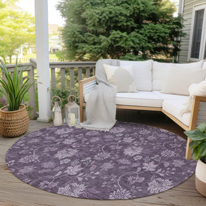 Homeroots 3' Brown Beige Chocolate Floral Rug - Washable Indoor Outdoor Area Rug For Versatile Spaces 8' Round Polyester 581379