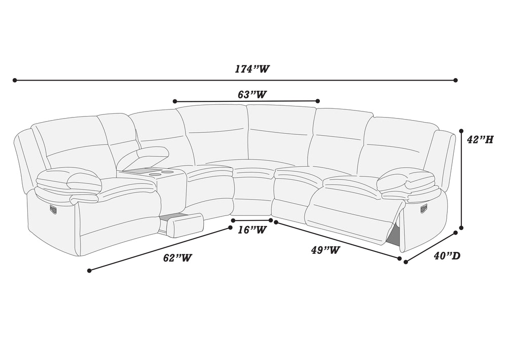 English Elm Chocolate Fur-Like Corduroy U-Shaped Sectional Sofa with Console Cup Holders and Hidden Storage Recline Chocolate 33 L x 28 W x 76 H B011S01738